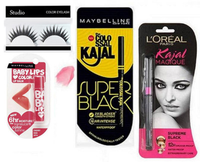 Studio Eyelashes,New Yor Cherry Kiss Lip Balm,Superblack Kajal&Loreal Paris 24h Smudge Proof Kajal(Set of 4)
Studio Eyelashes,New Yor Cherry Kiss Lip Balm,Superblack Kajal&Loreal Paris 24h Smudge Proof Kajal(Set of 4)