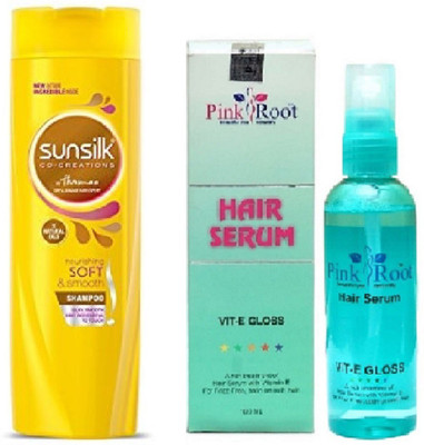 Pink Root Hair Serum 100ml, Sunsilk Shampoo Large Nourishing Soft & Smooth Shampoo(Set of 2)