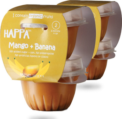 HAPPA Organic baby food, Mango + Banana Puree, Stage-2, 4x110 g Tub Cereal(440 g, Pack of 2, 6+ Months)
HAPPA Organic baby food, Mango + Banana Puree, Stage-2, 4x110 g Tub Cereal(440 g, Pack of 2, 6+ Months)