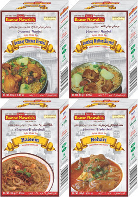 Ustad Banne Nawab's BOMBAY BIRYANI ( CHICKEN & MUTTON ) & HALEEM & NEHARI - 4 PACK(4 x 81.5 g)
Ustad Banne Nawab's BOMBAY BIRYANI ( CHICKEN & MUTTON ) & HALEEM & NEHARI - 4 PACK(4 x 81.5 g)
