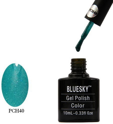 Blue Sky UvLed Soak Off Gel Nail Polish Number Pch40 Teal Sparkle Blue