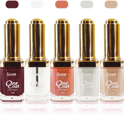 Seven one coat velvet matte nail polish exclusive color range set of 5 white clear brown peach skin brown(Pack of 5)
Seven one coat velvet matte nail polish exclusive color range set of 5 white clear brown peach skin brown(Pack of 5)