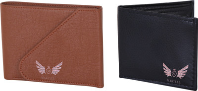 Martell Men Black, Brown Artificial Leather Wallet(4 Card Slots)