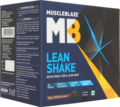 MuscleBlaze Lean Shake Meal Replacement Nutrition Drink(670 g, Rich Milk Chocolate Flavored)
MuscleBlaze Lean Shake Meal Replacement Nutrition Drink(670 g, Rich Milk Chocolate Flavored)