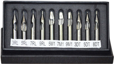 Gem S.S.Tips Set 10pcs Reusable Round Tattoo Needles(Pack of 10)