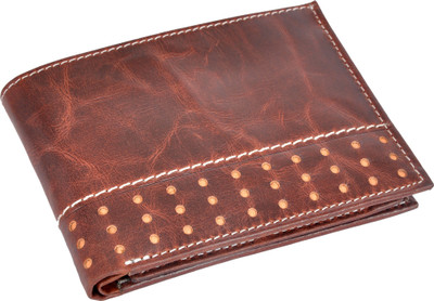 OHM New York Men Brown Genuine Leather Wallet(8 Card Slots)