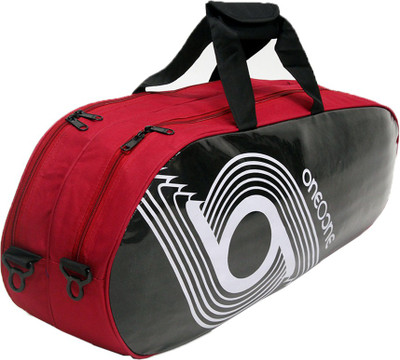 One O One Xhale Collection Double Black & White - Badminton/Tennis Kitbag(Black, Kit Bag), Black & red
