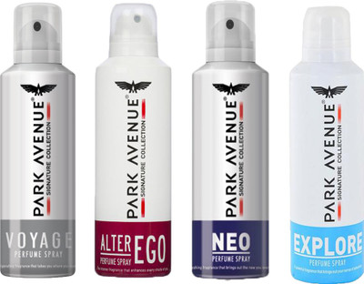 Park Avenue VOYAGE DEODORANT SPRAY 140 ML+ EXPLORE DEODORANT SPRAY 140 ML+ NEO DEODORANT SPRAY 140 ML+ ALTTER EGO DEODORANT SPRAY 140 ML Deodorant Spray - For Men & Women(140 ml, Pack of 4)
Park Avenue VOYAGE DEODORANT SPRAY 140 ML+ EXPLORE DEODORANT SPRAY 140 ML+ NEO DEODORANT SPRAY 140 ML+ ALTTER EGO DEODORANT SPRAY 140 ML Deodorant Spray - For Men & Women(140 ml, Pack of 4)