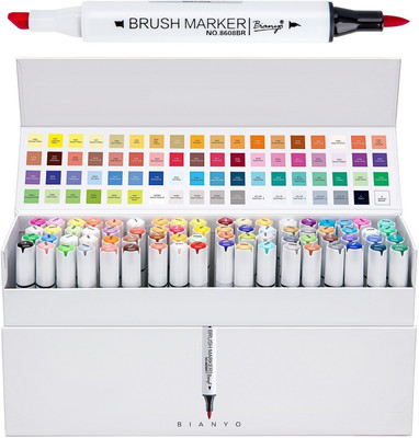 Bianyo Artist Dual Marker Pens- Soft Brush and Broad Tips, Art Permanent Sketch Markers for Designing, Drawing, Coloring Skin, 72 Colors(Set of 72, Multicolor)
Bianyo Artist Dual Marker Pens- Soft Brush and Broad Tips, Art Permanent Sketch Markers for Designing, Drawing, Coloring Skin, 72 Colors(Set of 72, Multicolor)