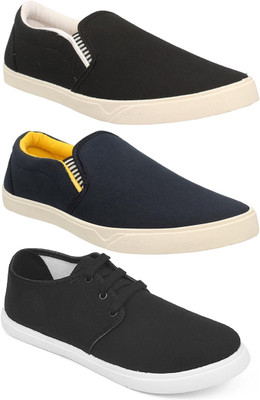 Chevit Pack of 3 Casual Shoes (Loafers Shoes) Sneakers For Men(Black, Navy