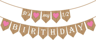 PARTY PROPZ Girls Half Birthday Party Decoration (It is My 1/2 Birthday Girls Banner) Banner(6 ft, Pack of 1)