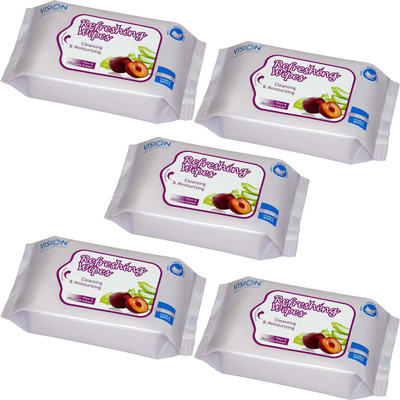 Vision Refreshing Skin Care / Face Wipes - Plum & Aloe Vera Extract ( 30 wipes per pack )(Pack of 5)
Vision Refreshing Skin Care / Face Wipes - Plum & Aloe Vera Extract ( 30 wipes per pack )(Pack of 5)