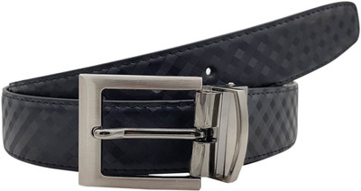 Baluchi Men Formal Black Artificial Leather Reversible Belt