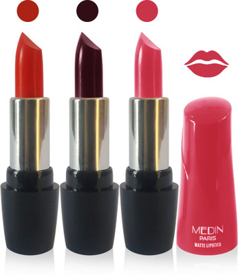 Medin paris ultra hd elegant colors matte lipstick cosmetics makeup 007 series set of 3 color(red hot chocolate l carrat) 
Medin paris ultra hd elegant colors matte lipstick cosmetics makeup 007 series set of 3 color(red hot chocolate l carrat)