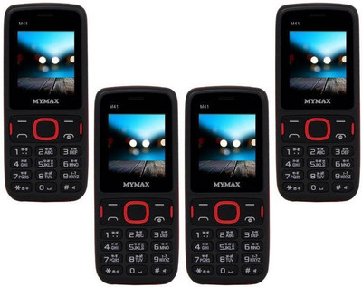 Mymax M41 Combo of Four Mobiles(Black&Red$$Black&Red$$Black&Red$$Black&Red)