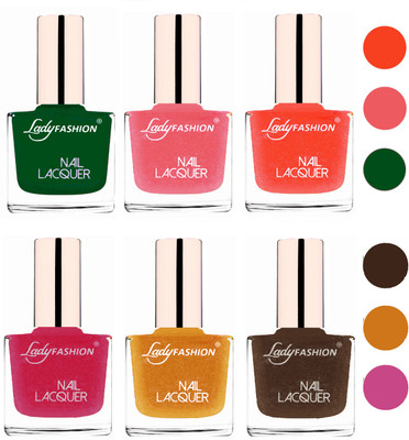 Lady Fashion 60 Seconds Super Shine Nail Polish (Set of 6) Dark Green,Silky Pink,Orange Silk,Abricoat Rose,Golden,Mettalic Brown(Pack of 6)
Lady Fashion 60 Seconds Super Shine Nail Polish (Set of 6) Dark Green,Silky Pink,Orange Silk,Abricoat Rose,Golden,Mettalic Brown(Pack of 6)