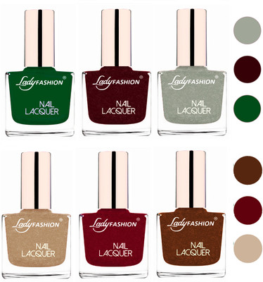 Lady Fashion 60 Seconds Super Shine Nail Polish (Set of 6) Dark Green,Maroon,Grey,Beach Nude,Pink,Copper(Pack of 6)
Lady Fashion 60 Seconds Super Shine Nail Polish (Set of 6) Dark Green,Maroon,Grey,Beach Nude,Pink,Copper(Pack of 6)