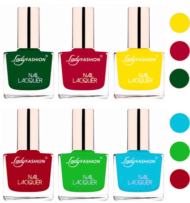 Lady Fashion 60 Seconds Super Shine Nail Polish (Set of 6) Dark Green,Pink,Yellow,Dark Red,Light Green,Sky Blue(Pack of 6)
Lady Fashion 60 Seconds Super Shine Nail Polish (Set of 6) Dark Green,Pink,Yellow,Dark Red,Light Green,Sky Blue(Pack of 6)
