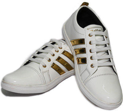 Sleepzy Sneakers For Men(White, Gold, Off white golden
