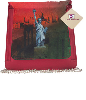 Fashion Knockout Women Casual Red PU Sling Bag