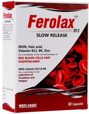 West Coast Ferolax B12 slow release, 30 Capsules(30 No)