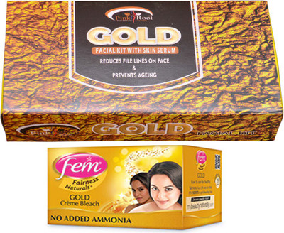 Pink Root Gold Facial Kit 83gm and Fem Gold Bleach(Set of 2)