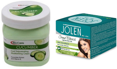 Biocare Cucumber Cream 500ml and Jolen Aloe Vera Bleach Crème 18g(Set of 2)