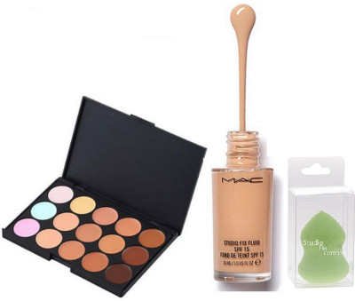 Studio Fix Combo Sponge Blender Puff& MAC Fix Spf15 Fond De Tent Liquid Foundation& 15 Shades Concealer Palette(Set of 3)
Studio Fix Combo Sponge Blender Puff& MAC Fix Spf15 Fond De Tent Liquid Foundation& 15 Shades Concealer Palette(Set of 3)