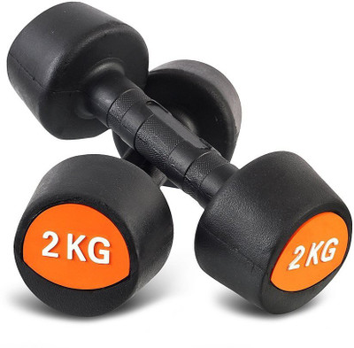 Proline Fitness Dumbbell, 2kg (Black/Orange) Fixed Weight Dumbbell(4 Kg)