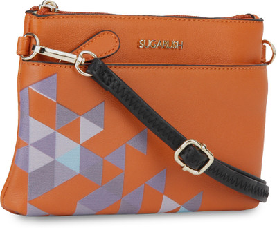 SUGARUSH Women Casual Orange PU Sling Bag