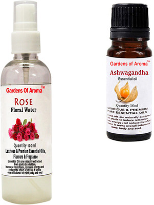 Gardens Of Aroma Rose Floral Water And Ashwagandha Essential Oil(110 ml)