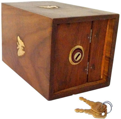 Desi Karigar Square Shape Coin Box, Butterfly Inlay Piggy Bank, Storage Box Coin Bank(Brown) 
Desi Karigar Square Shape Coin Box, Butterfly Inlay Piggy Bank, Storage Box Coin Bank(Brown)