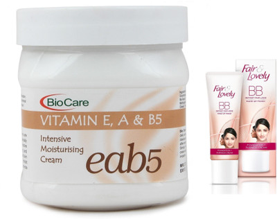 Biocare Vitamin E, A & B5 Cream 500ml and Fair & Lovely BB Face Cream 40g(Set of 2)
Biocare Vitamin E, A & B5 Cream 500ml and Fair & Lovely BB Face Cream 40g(Set of 2)