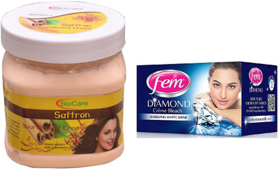 Biocare Saffron Cream 500ml and Fem Diamond Crème Bleach 30g(Set of 2)