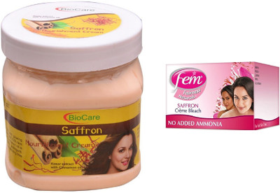 Biocare Saffron Cream 500ml and Fem Saffron Crème Bleach 64g(Set of 2)