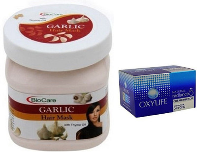 Biocare Garlic Hair Mask 500ml and Oxylife Creme Bleach Natural radiance5 27G(Set of 2)
Biocare Garlic Hair Mask 500ml and Oxylife Creme Bleach Natural radiance5 27G(Set of 2)