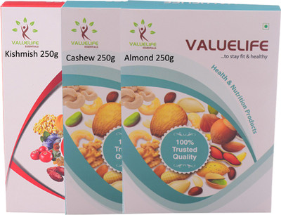 Value Life American Special Almonds Cashews Premium Kishmish Dry Fruits Combo of 3 - 250Grams (1 of Each) Almonds(750 g, Box)
Value Life American Special Almonds Cashews Premium Kishmish Dry Fruits Combo of 3 - 250Grams (1 of Each) Almonds(750 g, Box)