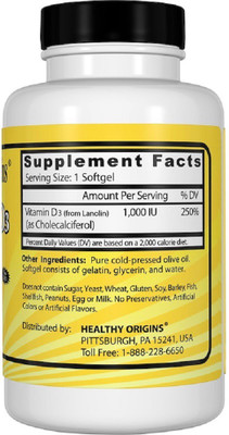HEALTHY ORIGINS Healthy Origins, Vitamin D3, 1,000 IU,(90 No)