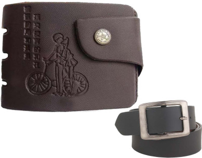 Peacock Mundkar Wallet, Belt Combo(Black)