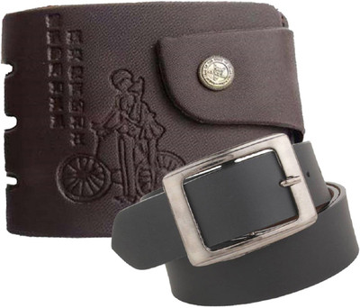 Peacock Mundkar Wallet, Belt Combo(Black)