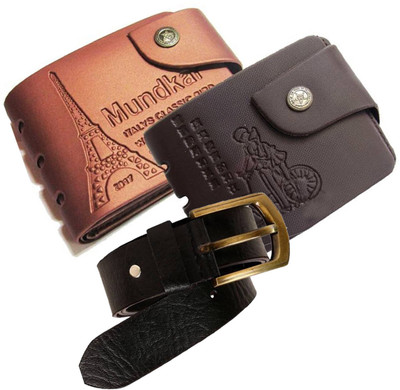 Peacock Mundkar Wallet, Belt Combo(Black, Tan)
