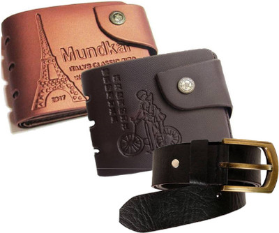 Peacock Mundkar Wallet, Belt Combo(Black, Tan)