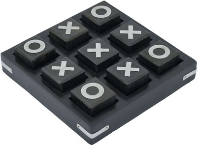 Craft Art India Wooden Black Tic Tac Toe Puzzle Board Game