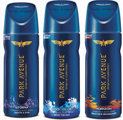 Park Avenue 1 Storm and 1 Cool Blue and 1 Horizon Deodorant Combo for Men (Pack of 3) Deodorant Spray - For Men(390 ml, Pack of 3)
Park Avenue 1 Storm and 1 Cool Blue and 1 Horizon Deodorant Combo for Men (Pack of 3) Deodorant Spray - For Men(390 ml, Pack of 3)