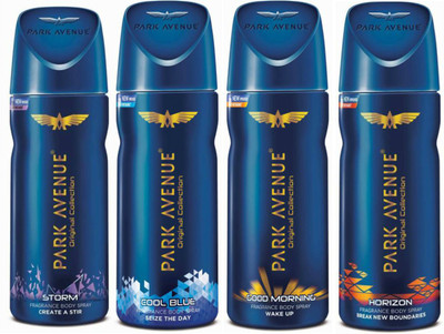 Park Avenue 1 Storm and 1 Cool Blue and 1 Good Morning and 1 Horizon Deodorant Combo for Men (Pack of 4) Deodorant Spray - For Men(520 ml, Pack of 4)
Park Avenue 1 Storm and 1 Cool Blue and 1 Good Morning and 1 Horizon Deodorant Combo for Men (Pack of 4) Deodorant Spray - For Men(520 ml, Pack of 4)