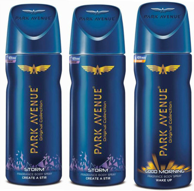 Park Avenue 2 Storm and 1 Good Morning Deodorant Combo for Men (Pack of 3) Deodorant Spray - For Men(390 ml, Pack of 3)
Park Avenue 2 Storm and 1 Good Morning Deodorant Combo for Men (Pack of 3) Deodorant Spray - For Men(390 ml, Pack of 3)