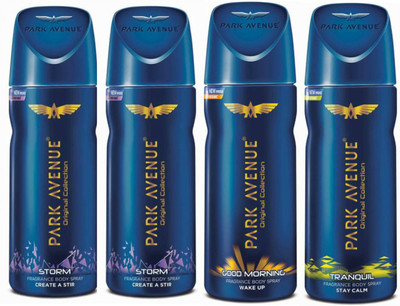 Park Avenue 2 Storm and 1 Good Morning and 1 Tranquil Deodorant Combo for Men (Pack of 4) Deodorant Spray - For Men(520 ml, Pack of 4)
Park Avenue 2 Storm and 1 Good Morning and 1 Tranquil Deodorant Combo for Men (Pack of 4) Deodorant Spray - For Men(520 ml, Pack of 4)
