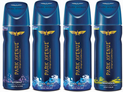 Park Avenue 1 Storm and 2 Cool Blue and 1 Tranquil Deodorant Combo for Men (Pack of 4) Deodorant Spray - For Men(520 ml, Pack of 4)
Park Avenue 1 Storm and 2 Cool Blue and 1 Tranquil Deodorant Combo for Men (Pack of 4) Deodorant Spray - For Men(520 ml, Pack of 4)