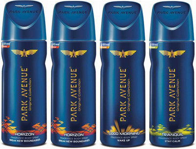 Park Avenue 2 Horizon and 1 Good Morning and 1 Tranquil Deodorant Combo Pack of 4 Deodorant Spray - For Men(520 ml, Pack of 4)
Park Avenue 2 Horizon and 1 Good Morning and 1 Tranquil Deodorant Combo Pack of 4 Deodorant Spray - For Men(520 ml, Pack of 4)
