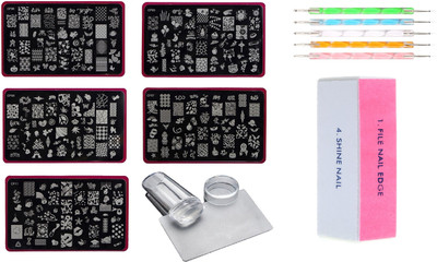 Royalkart Nail Art Stamping Kit With Jumbo 5 Image Plates (CF Plate) With Silicone Stamper & Scraper, Nail Art Buffer And 5 Pcs Double- Sided Dotting Tool(Multi)
Royalkart Nail Art Stamping Kit With Jumbo 5 Image Plates (CF Plate) With Silicone Stamper & Scraper, Nail Art Buffer And 5 Pcs Double- Sided Dotting Tool(Multi)